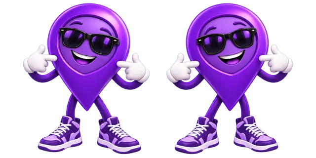 Two Scout mascots wearing sunglasses and pointing to themselves